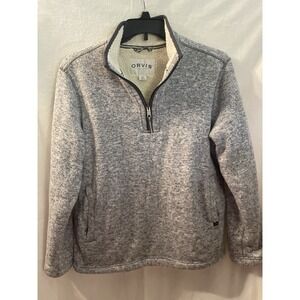 Orvis Classic Collection Sweater Mens M 1/4 Zip Gray  Pullover Sherpa Lined